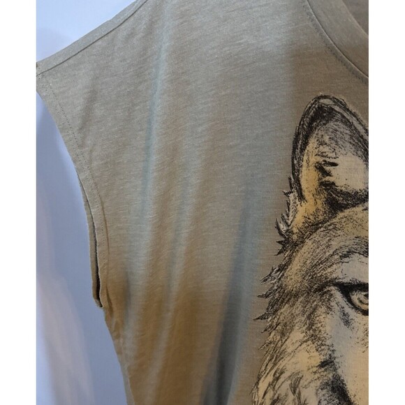 TRULY MADLY DEEPLY Womens Large Wolf Moon Graphic T-Shirt Grey Moto‎ Boho Rock - Picture 2 of 7